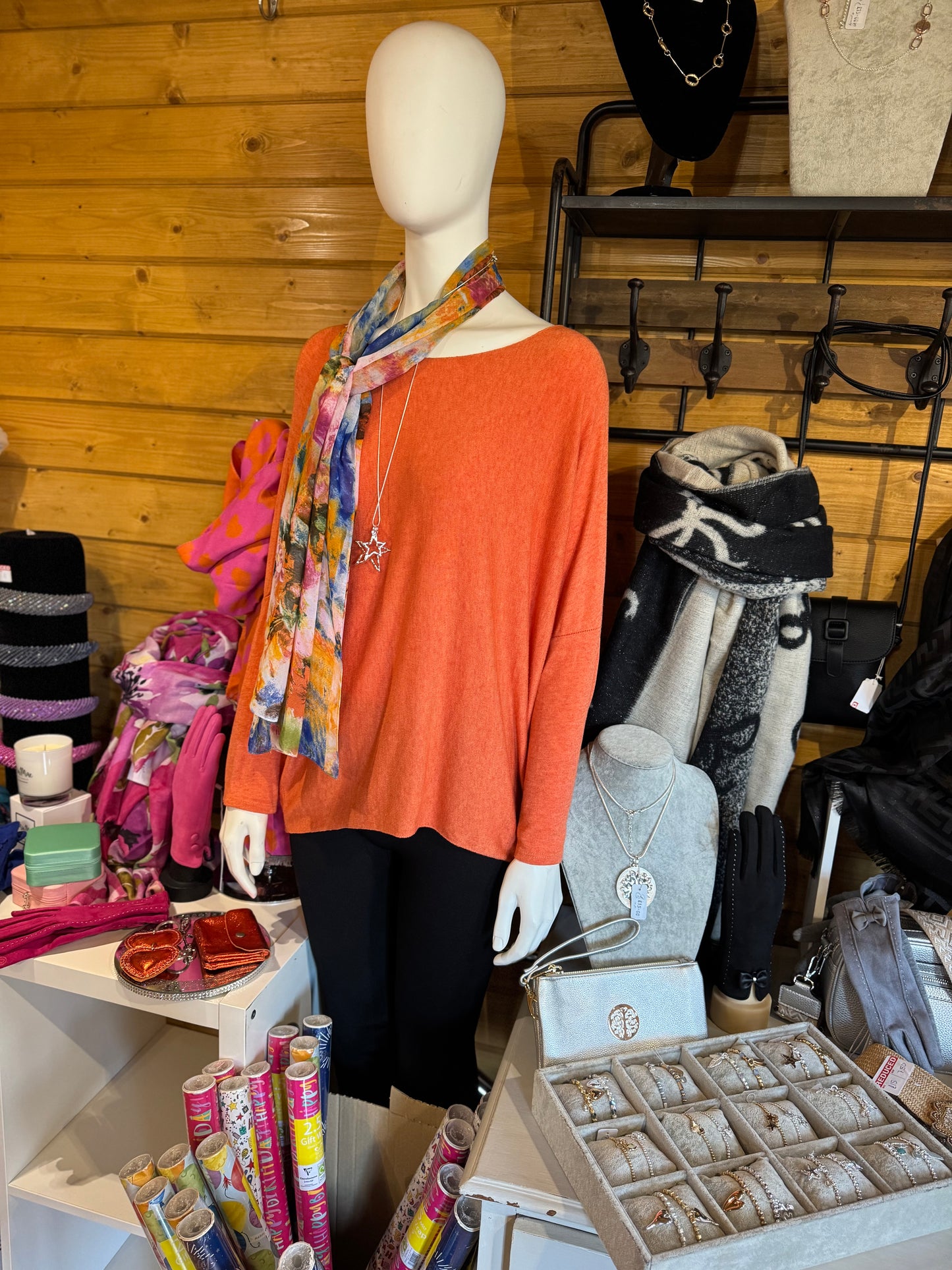 Orange and Blue Thin Scarf