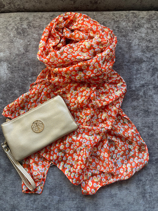 Orange Daisy with Gold Foil Scarf and Millie Bundle
