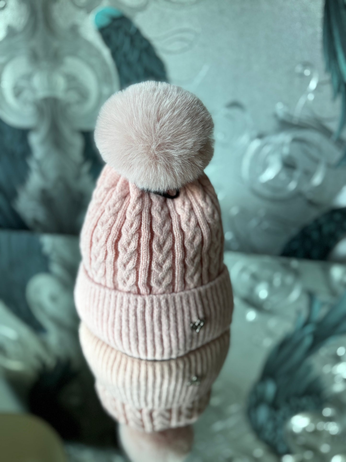 Fleece Cable Knit Hat