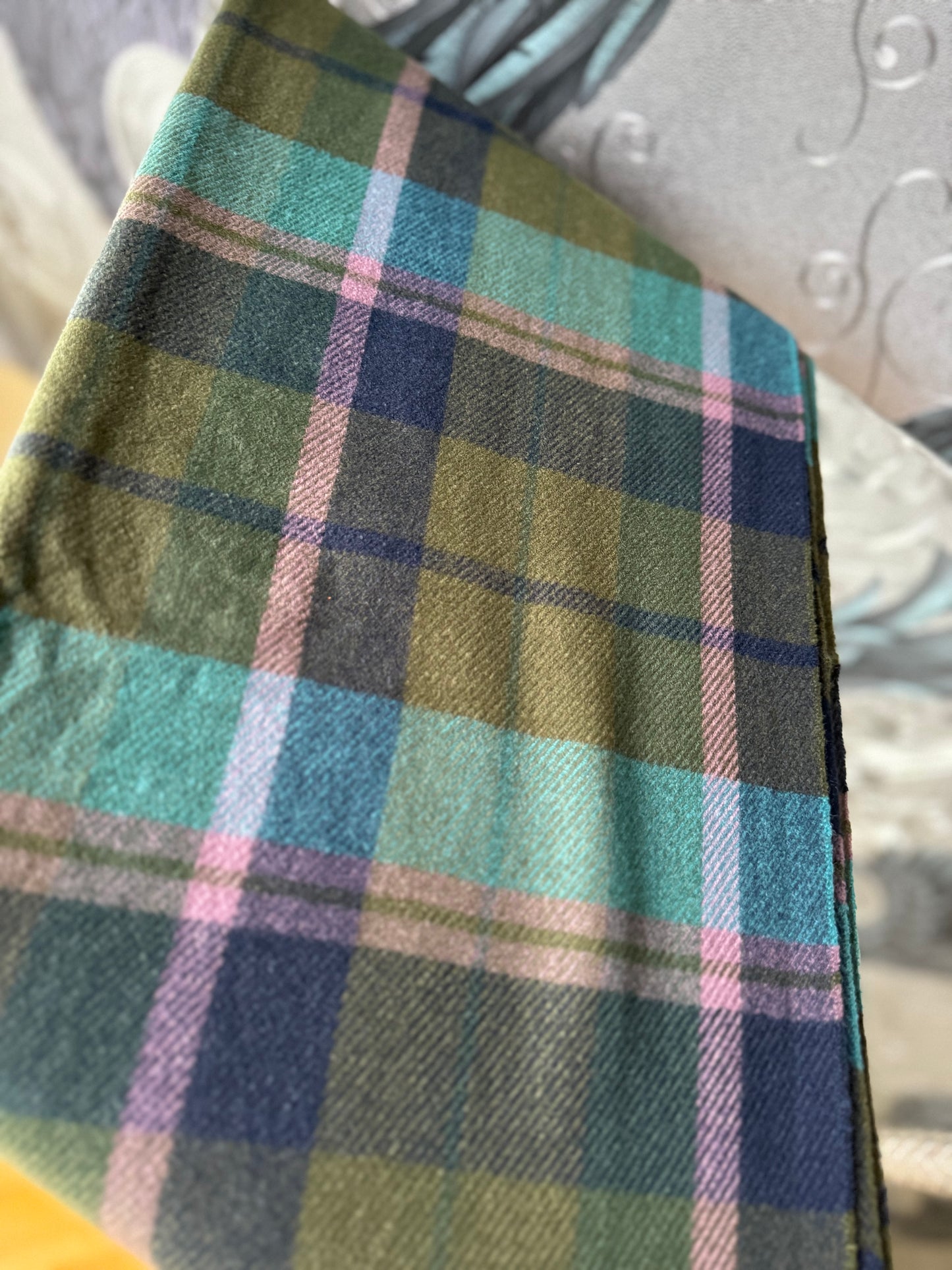 Green and Teal Tartan Scarf