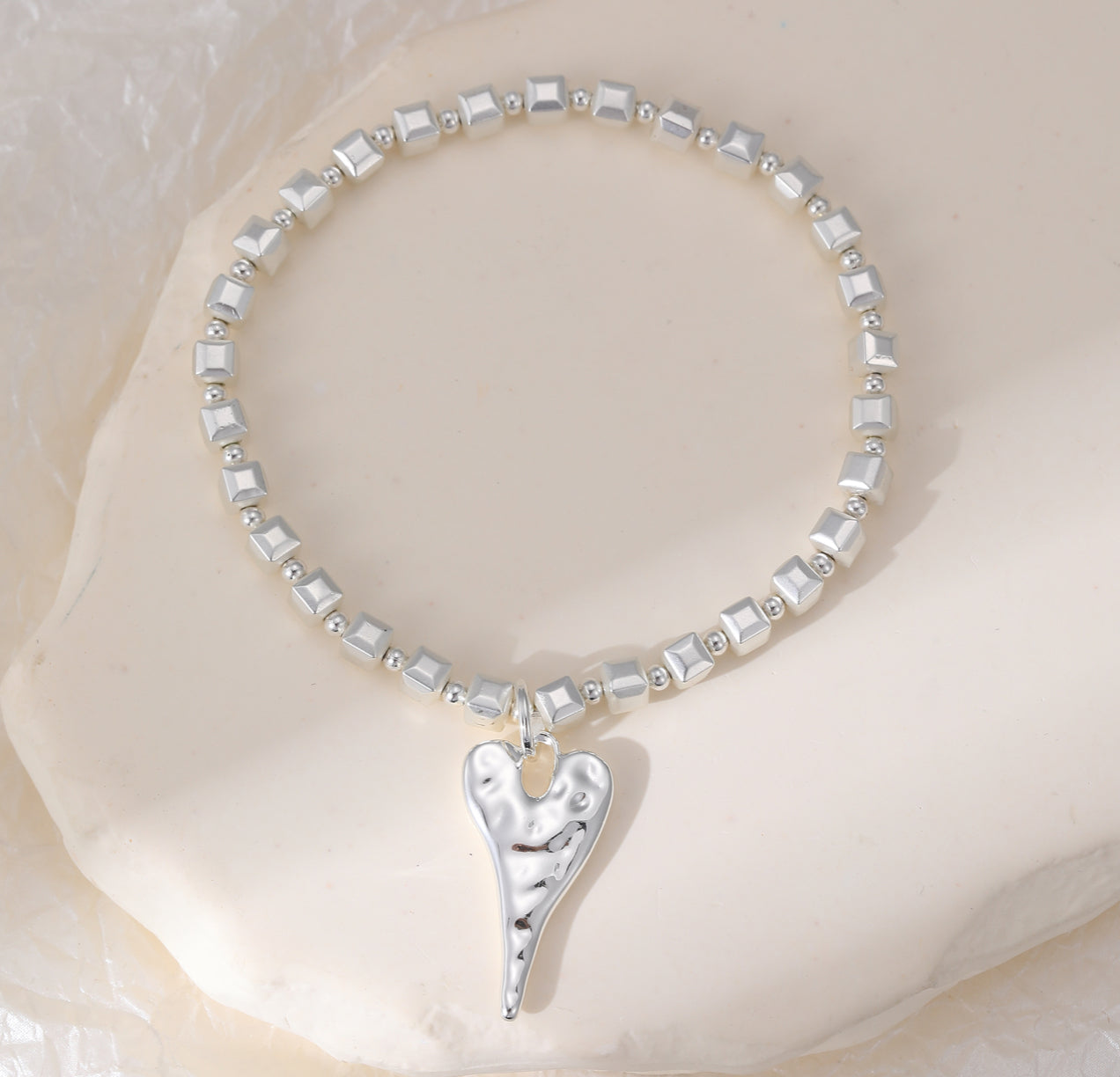 Hammered Heart Bracelet - last one