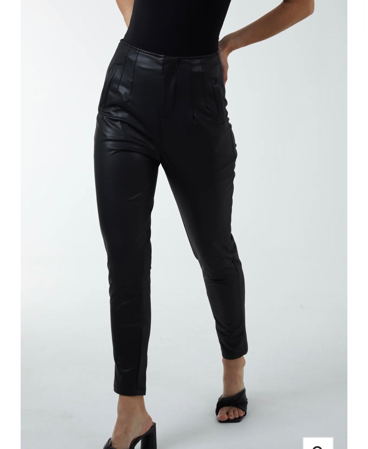 **SALE** Faux Leather Trousers - Black - Stock Clearance