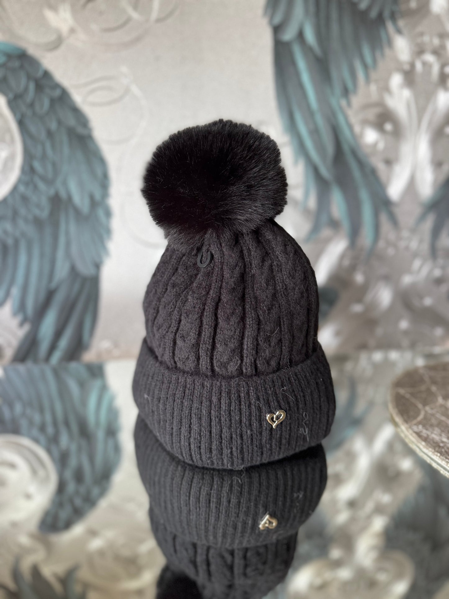 Fleece Cable Knit Hat