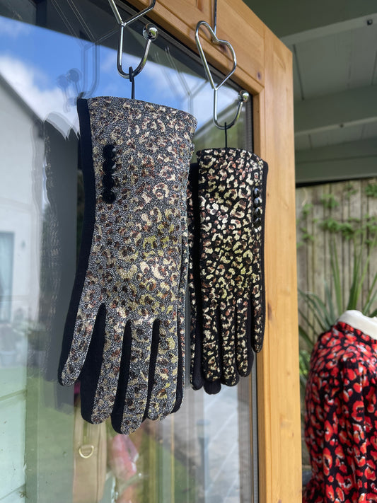 **SALE** Leopard Sparkle Gloves