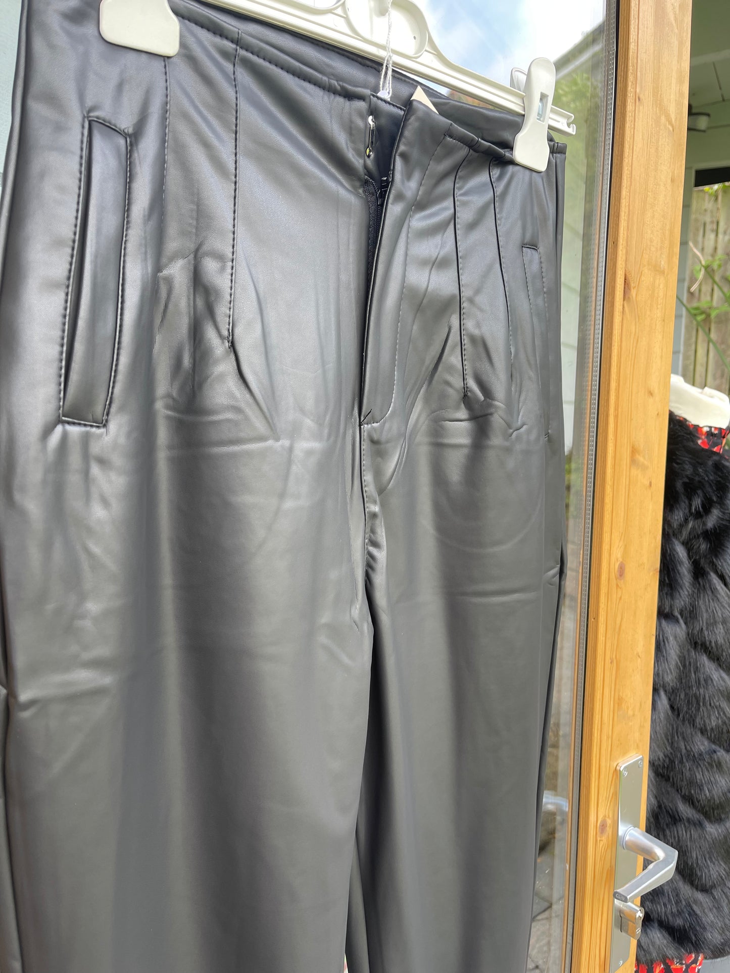 **SALE** Faux Leather Trousers - Black - Stock Clearance