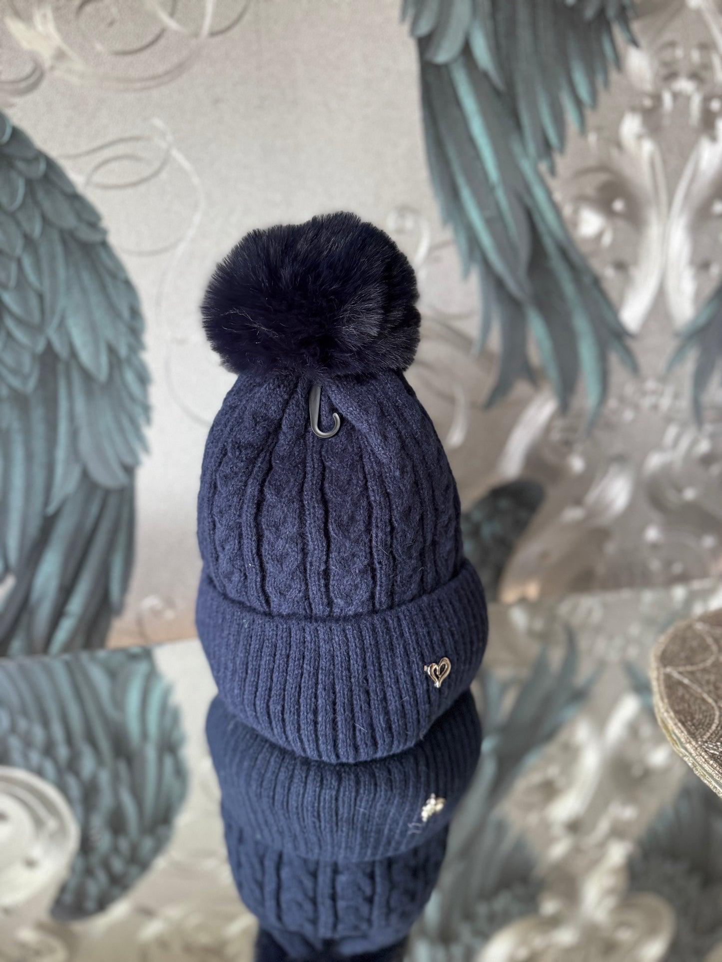 Fleece Cable Knit Hat