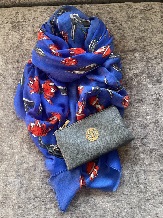 Royal Blue Tulip Scarf and Millie