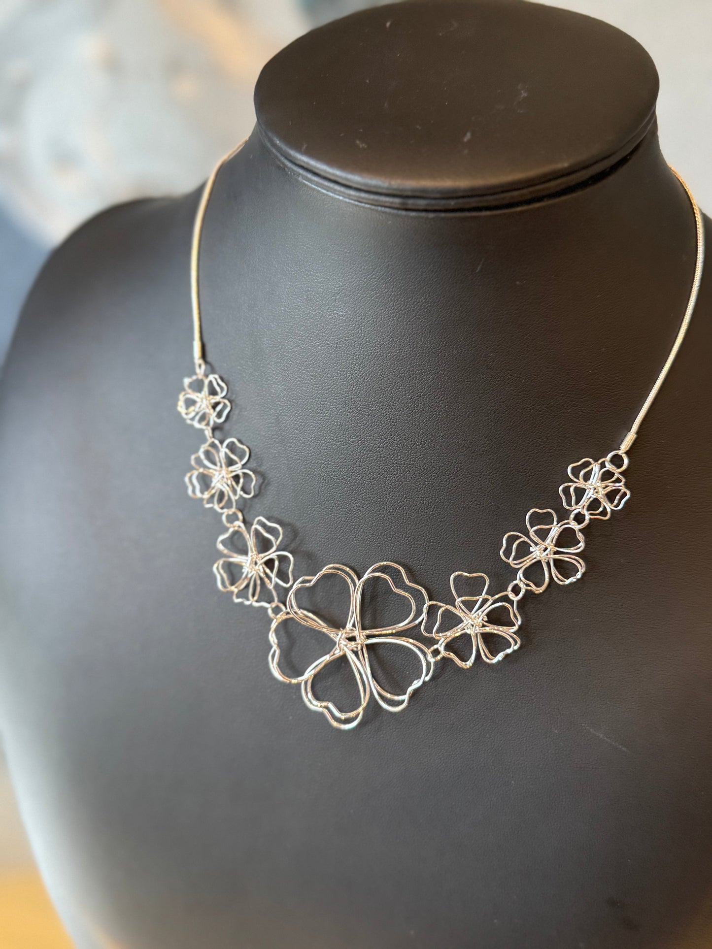 Wire Flower Statement Necklace