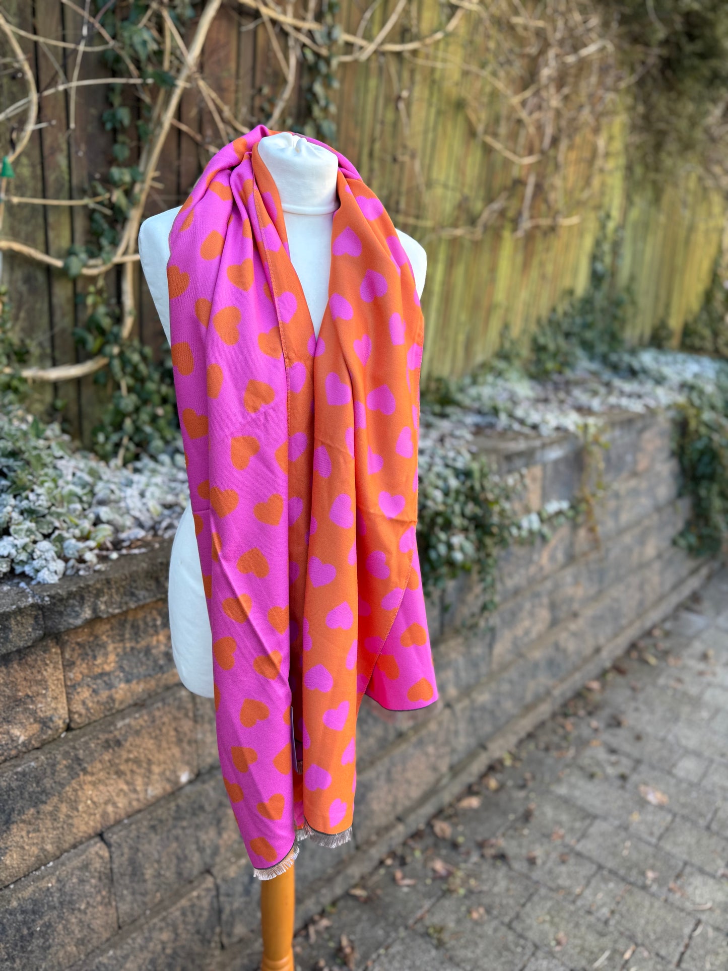 Pink and Orange Heart Scarf