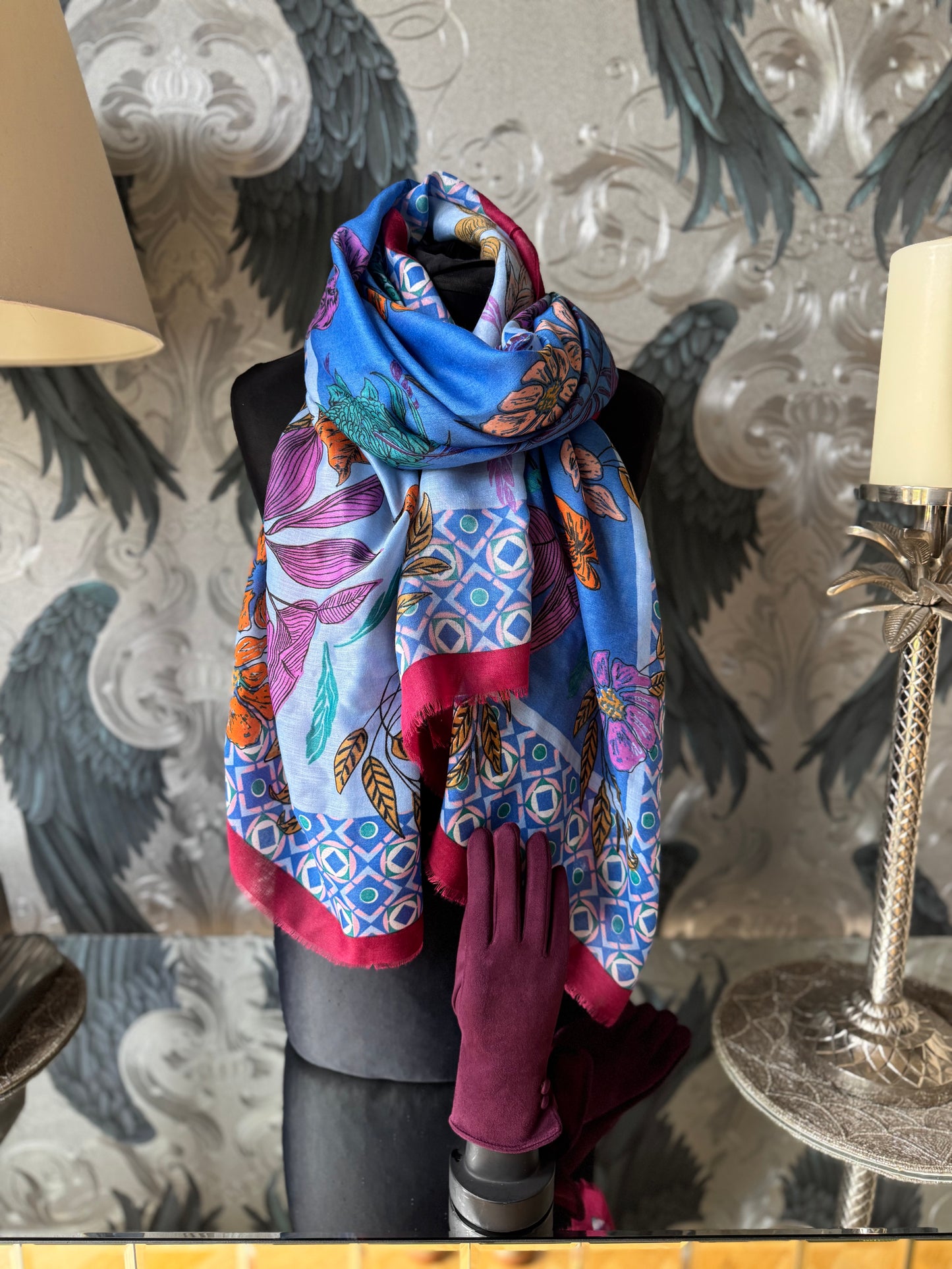 Floral Border Scarf - New colours