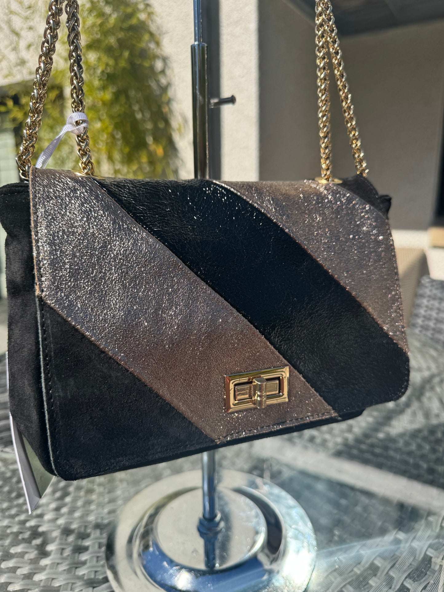 Limited Edition Suede and Leather Metallic Bag