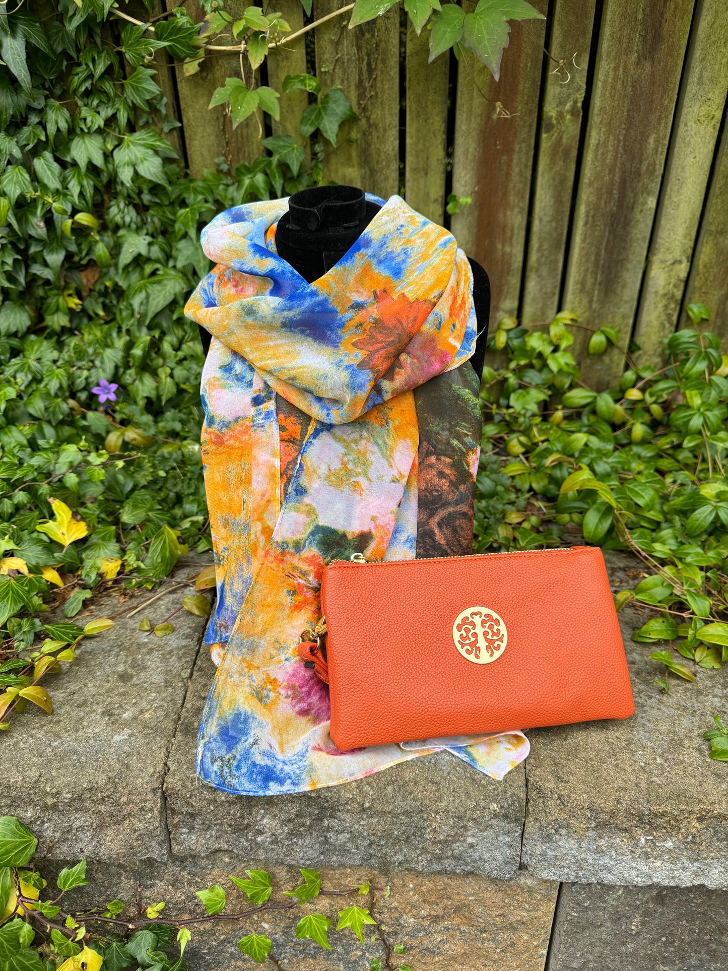 Orange and Blue Thin Scarf