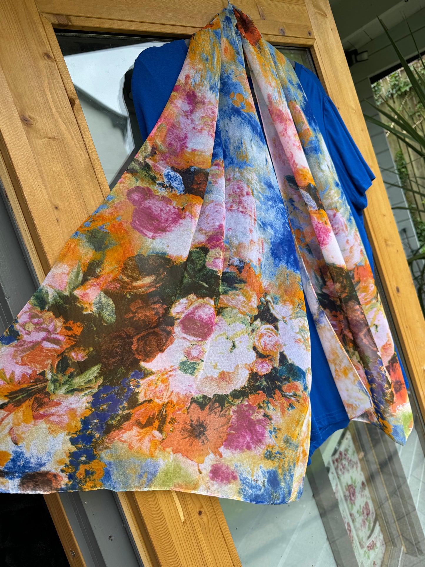 Orange and Blue Thin Scarf