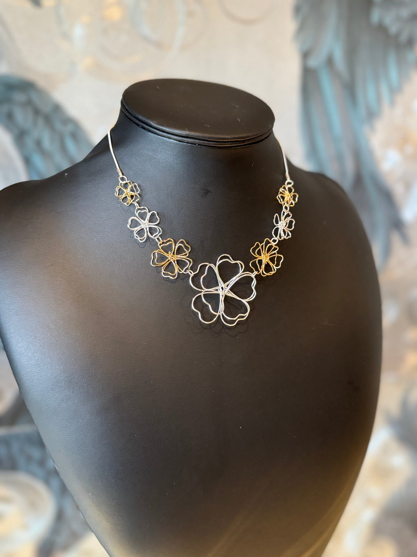 Wire Flower Statement Necklace
