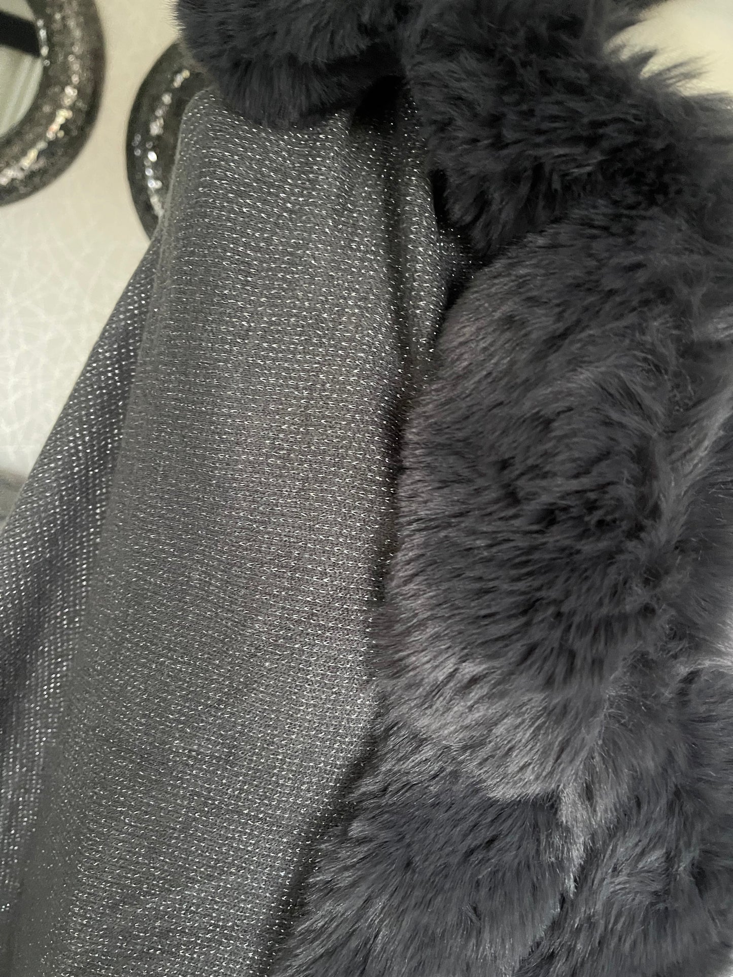 **SALE** Lurex Hooded Cape with Faux Fur Trim - Stock Clearance