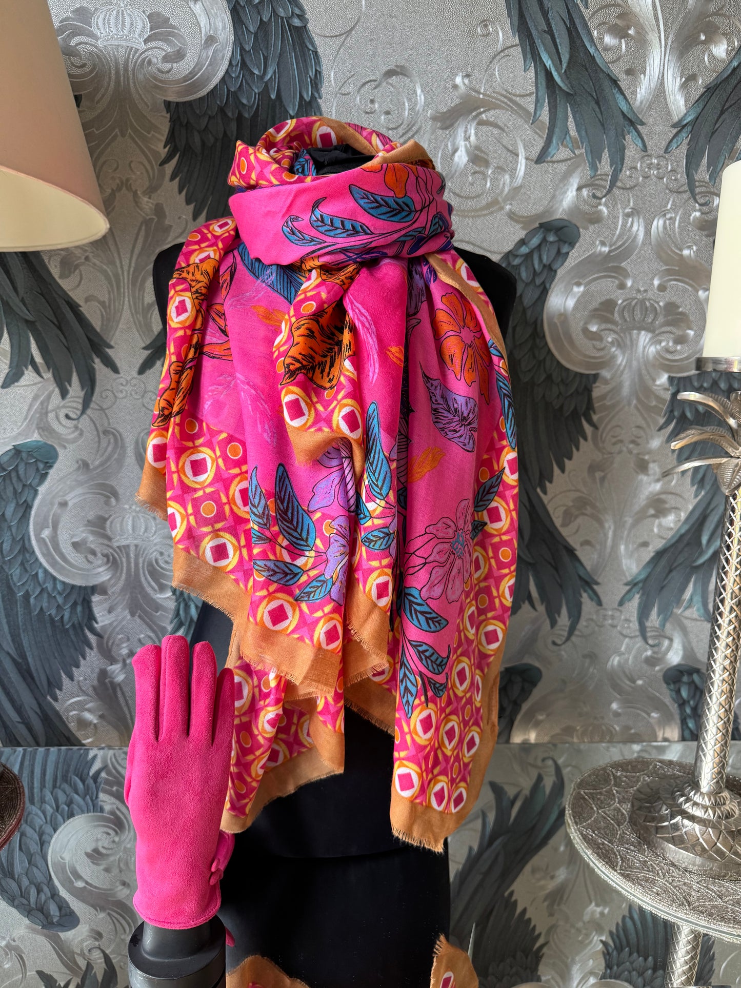 Floral Border Scarf - New colours