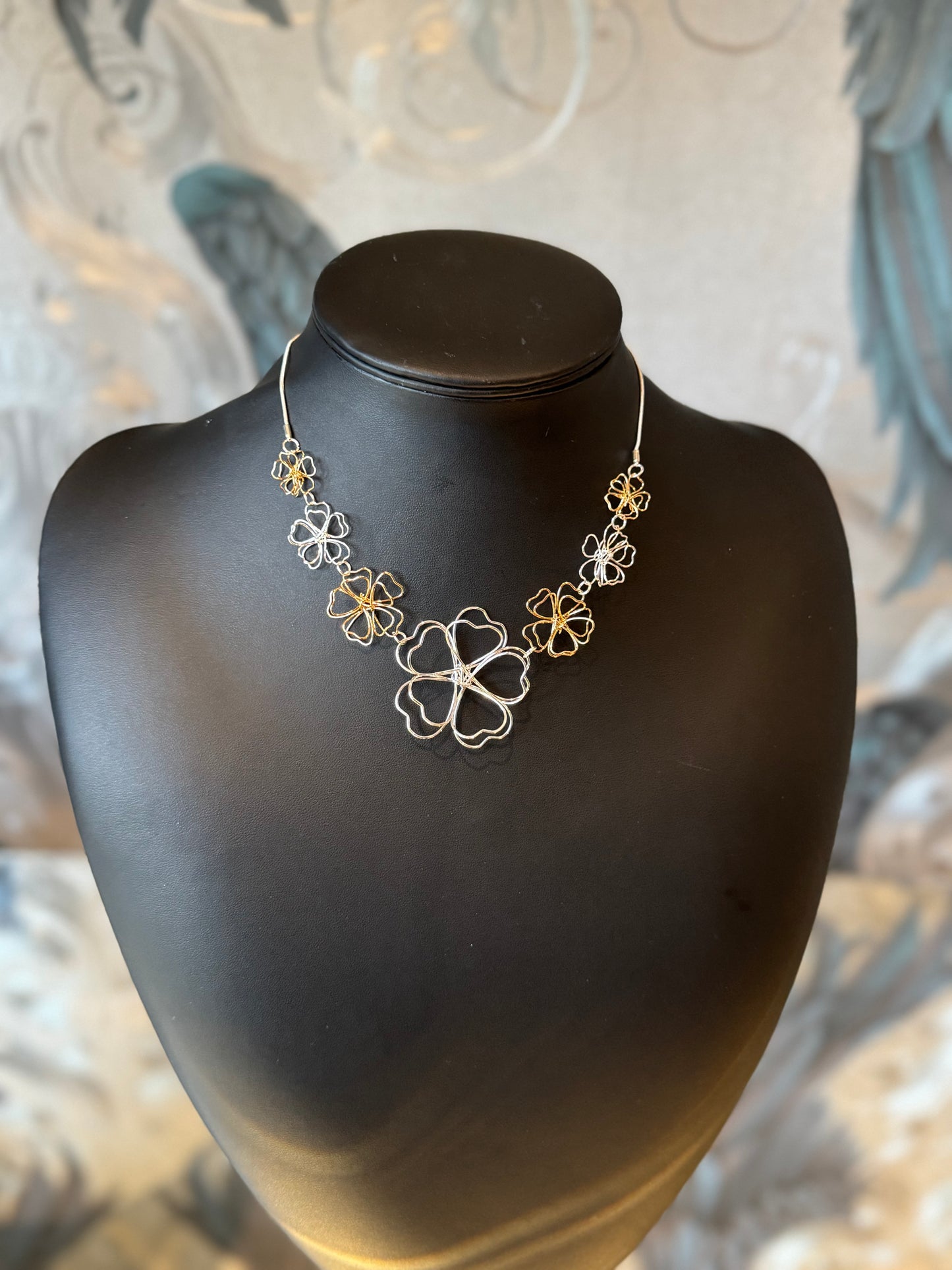 Wire Flower Statement Necklace