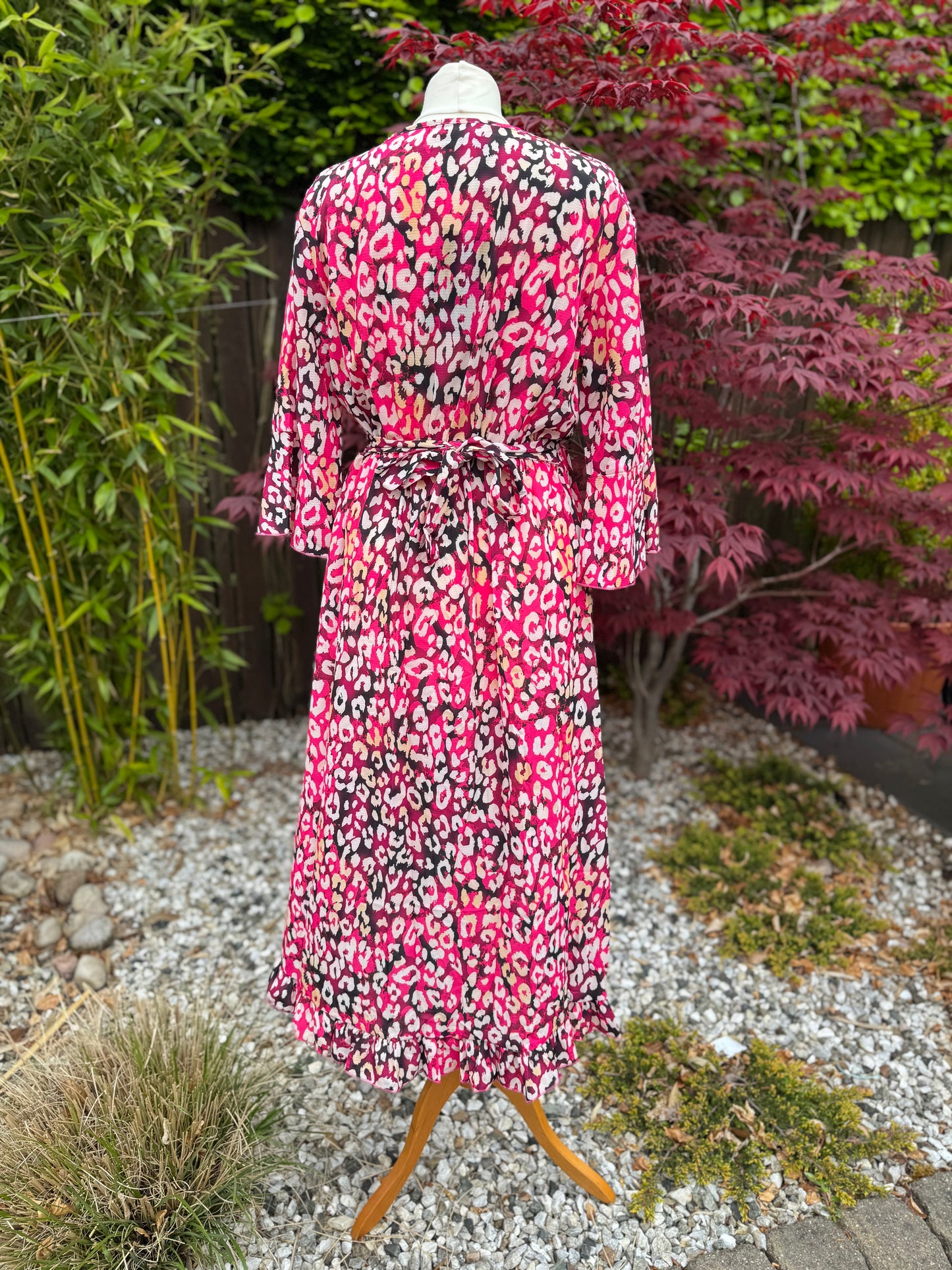 Leopard Faux Wrap Midi Dress