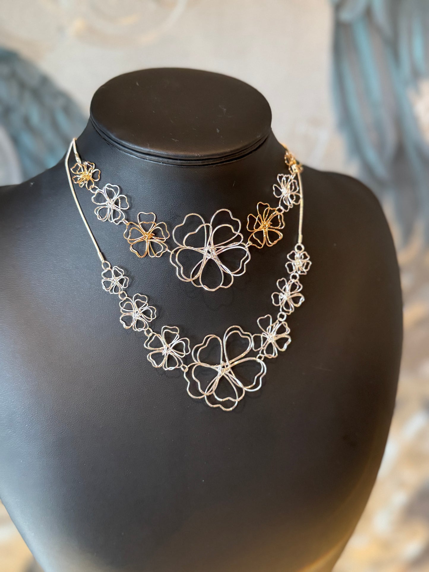 Wire Flower Statement Necklace