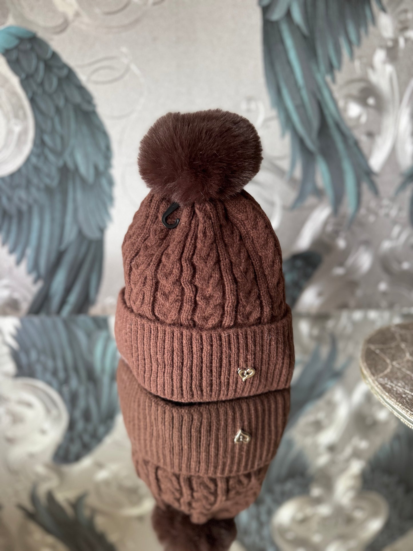 Fleece Cable Knit Hat