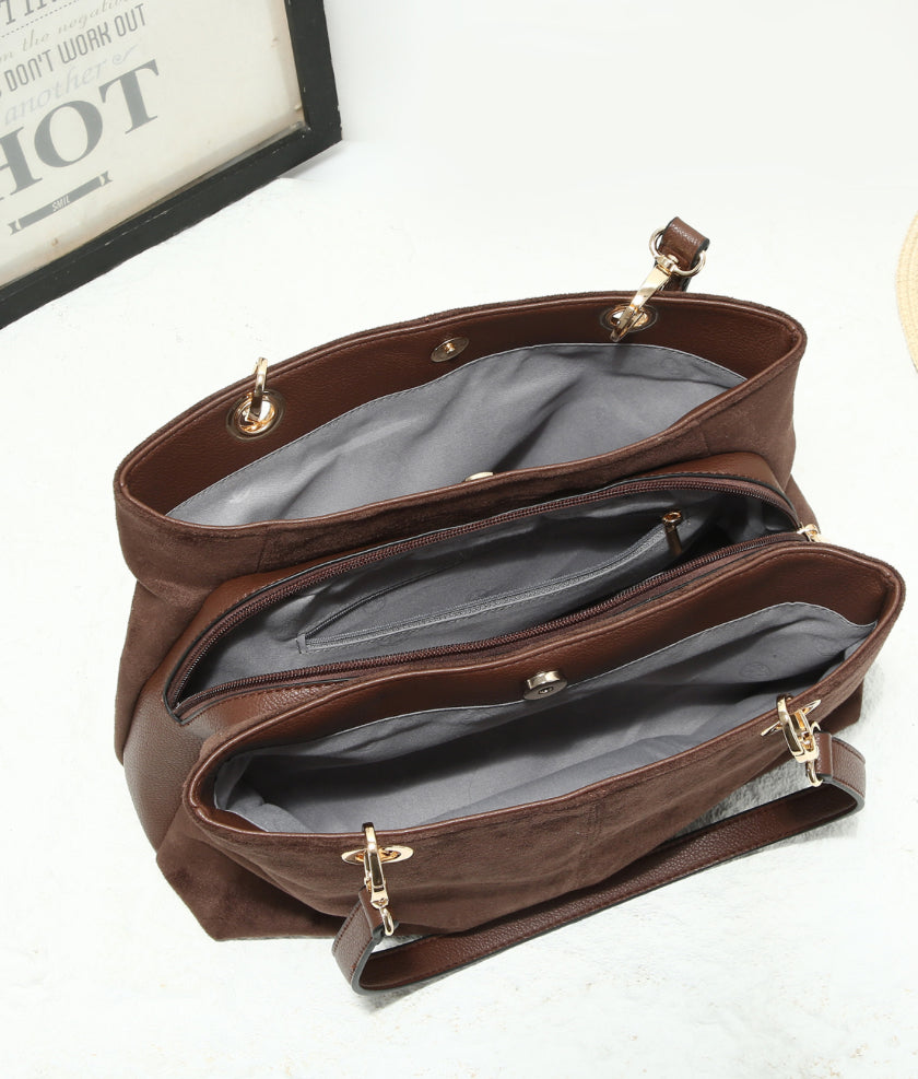 Vegan Suede Trio Handbag