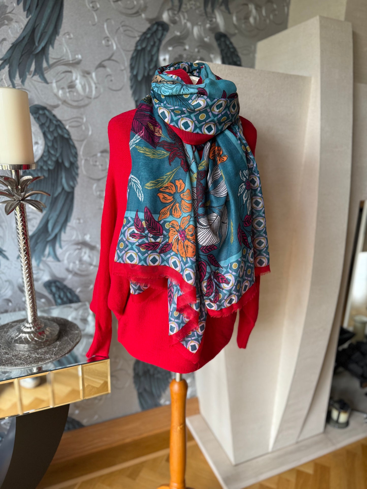 Border Floral Scarf
