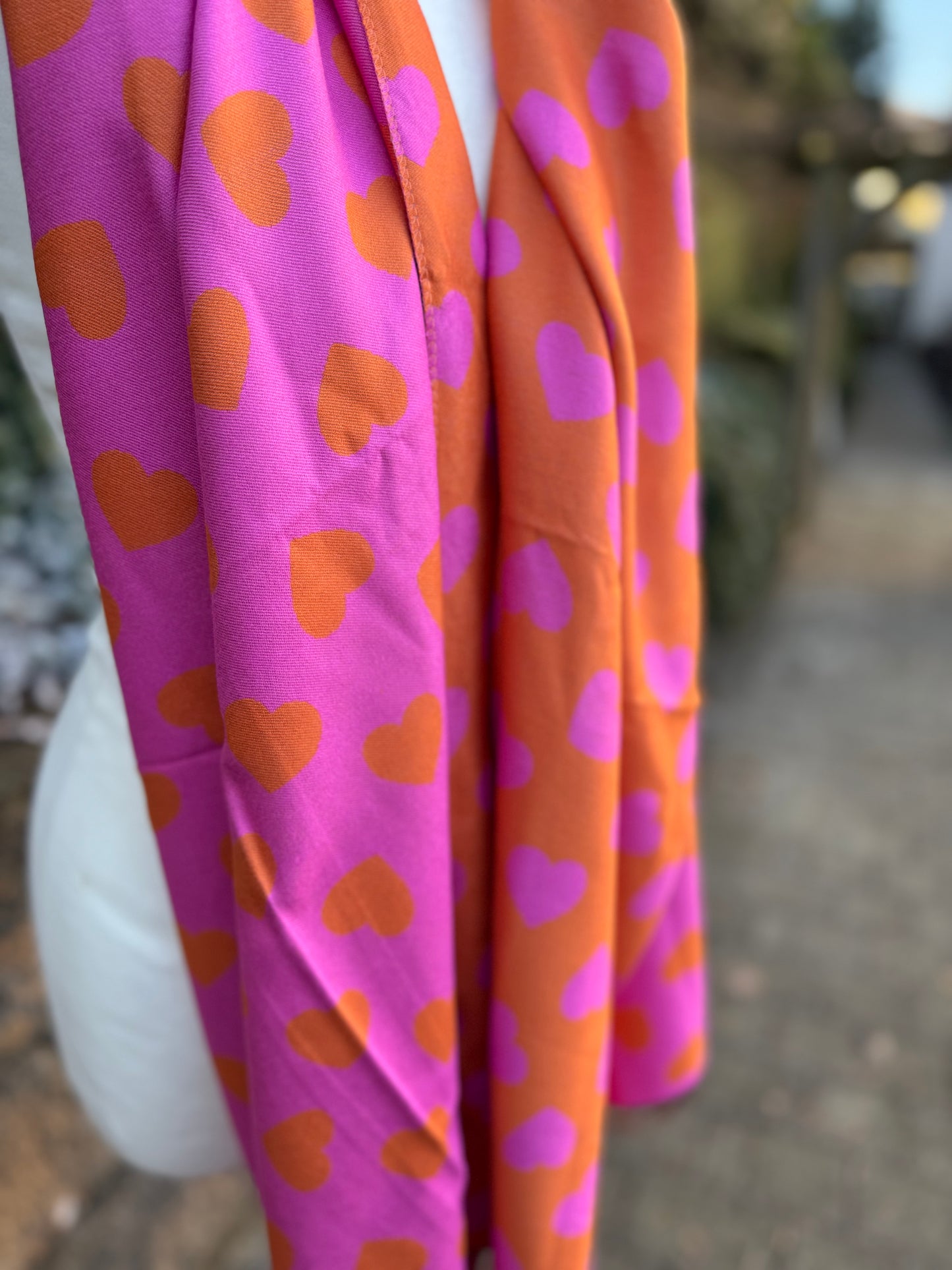 Pink and Orange Heart Scarf