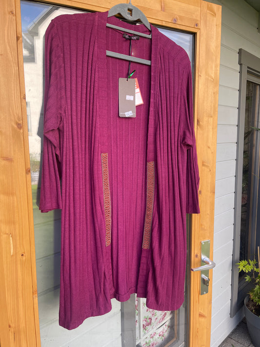 **SALE** Plum Embroidered Edge Cardigan - Stock Clearance