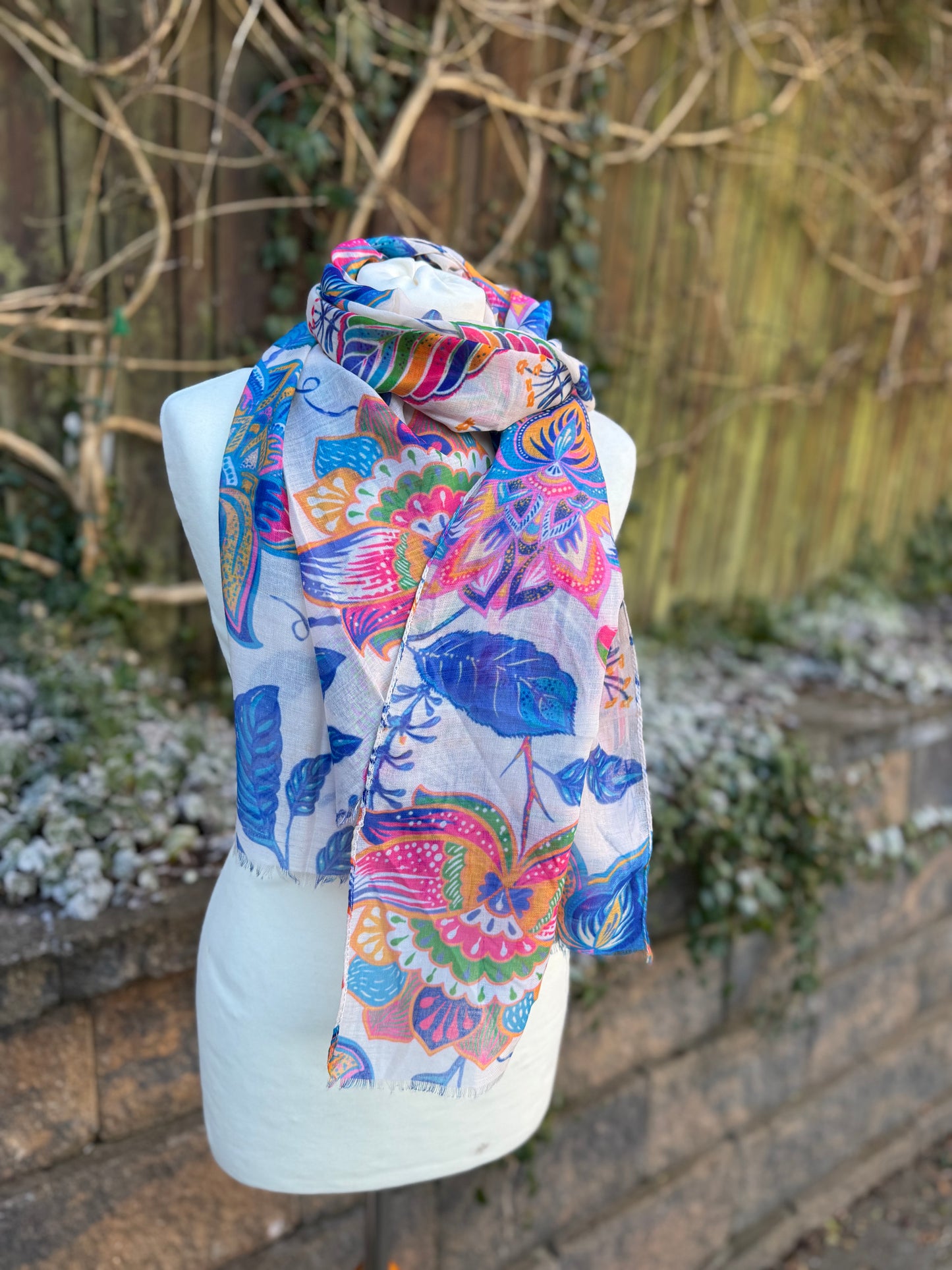 Royal Blue and White Scarf