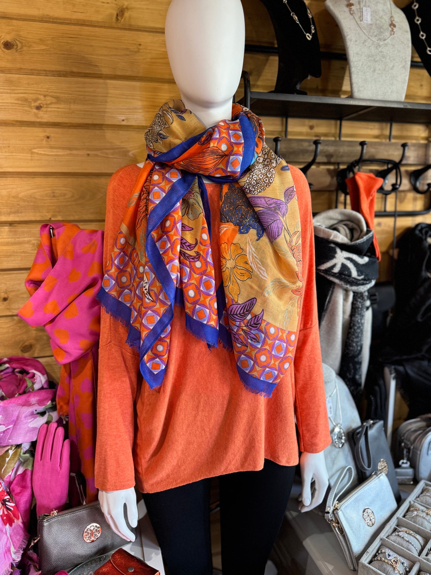 Border Floral Scarf