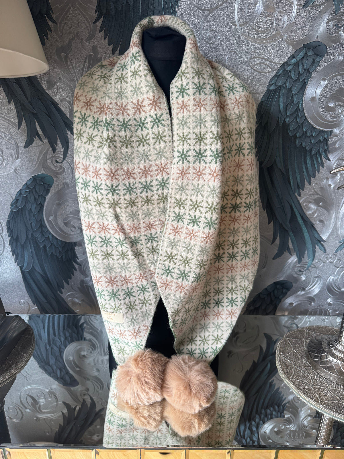Pom Snowflake Scarf