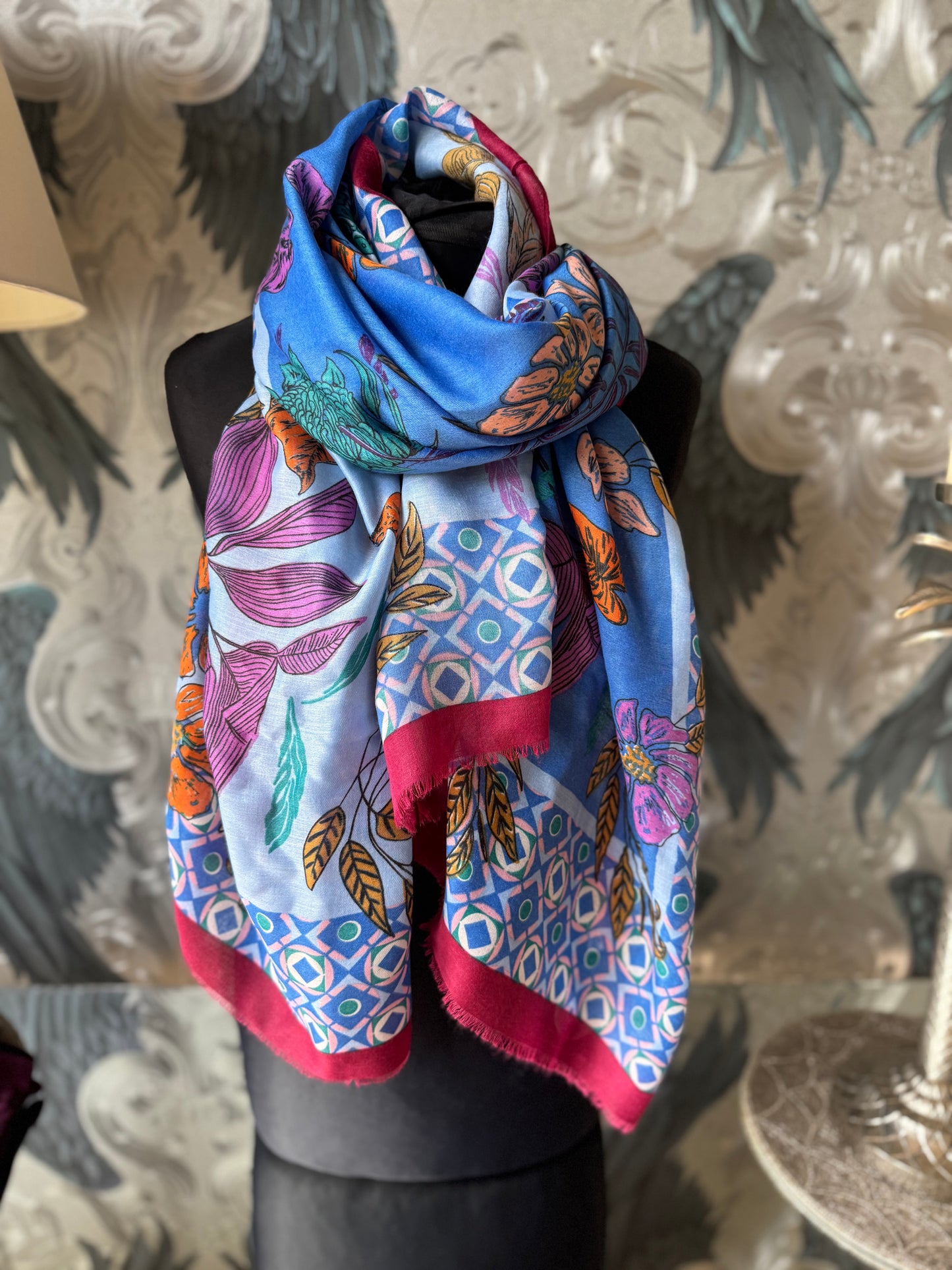 Floral Border Scarf - New colours