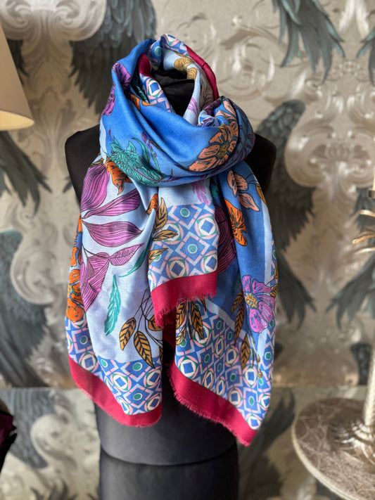 Floral Border Scarf - New colours