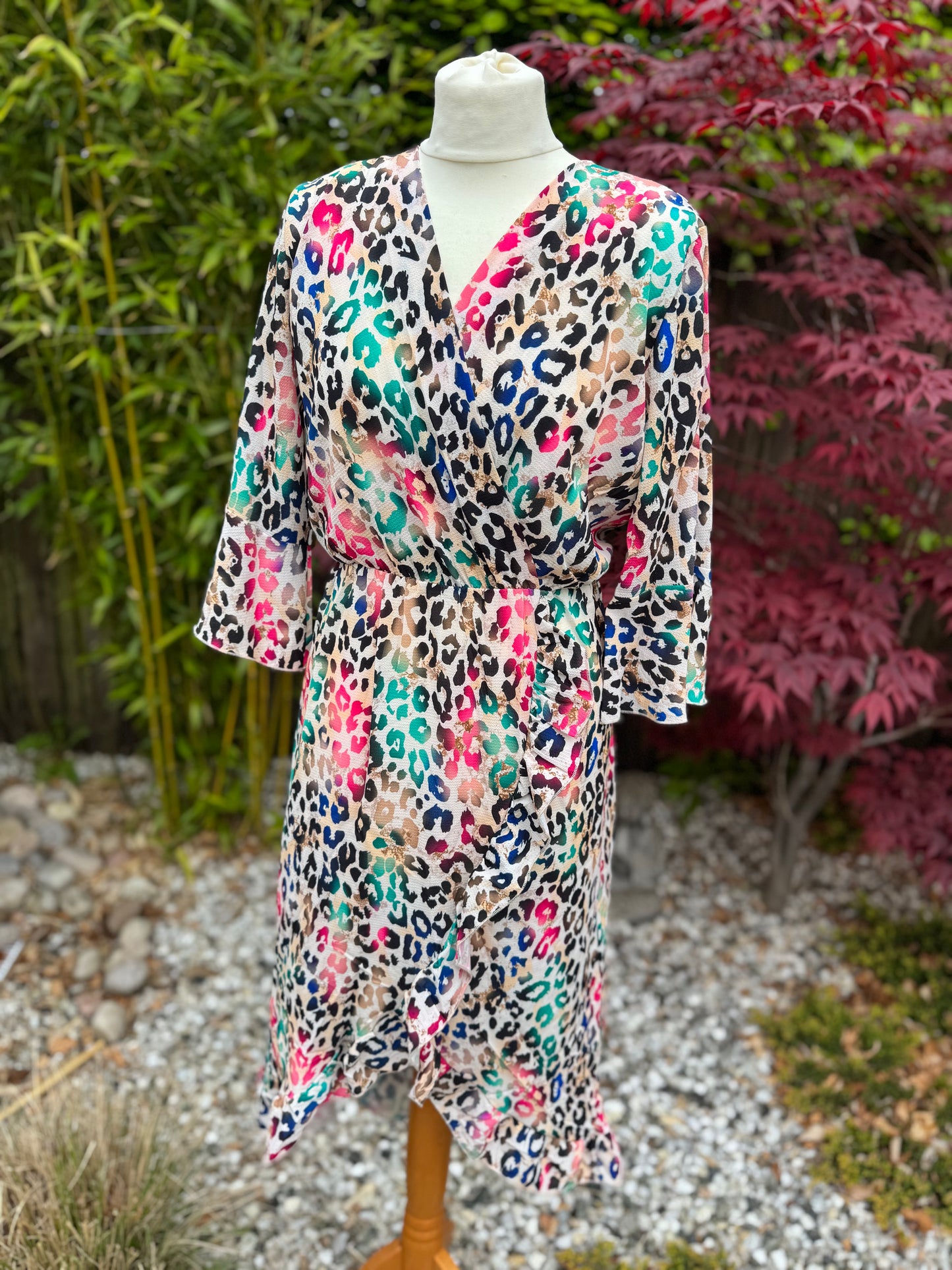 Leopard Faux Wrap Midi Dress