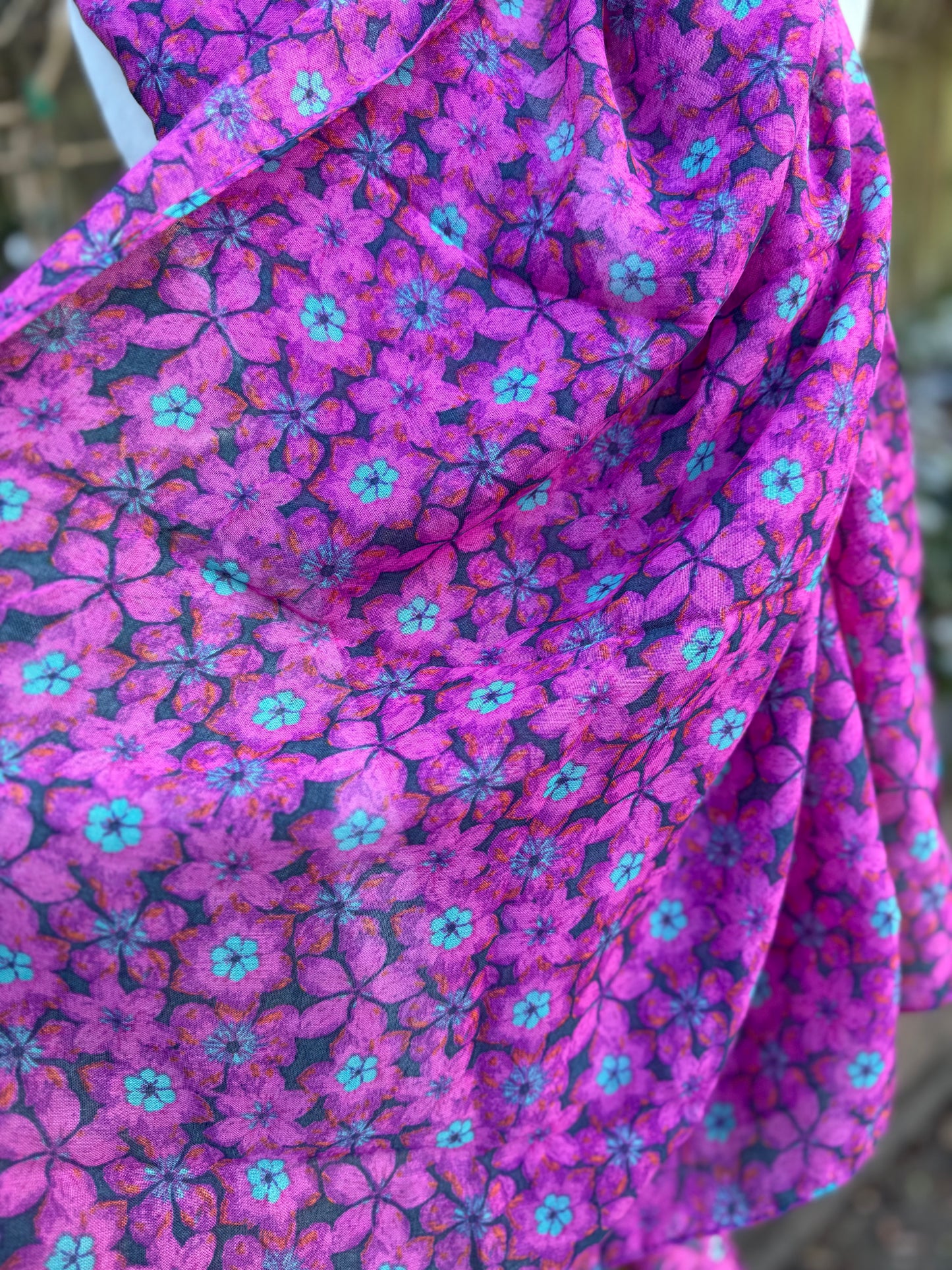 Pink and Teal Floral Scarf