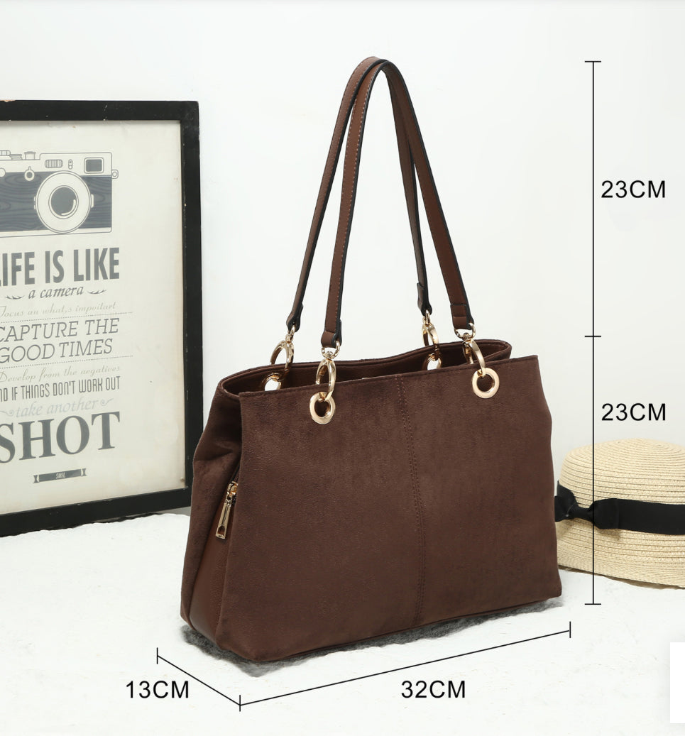 Vegan Suede Trio Handbag