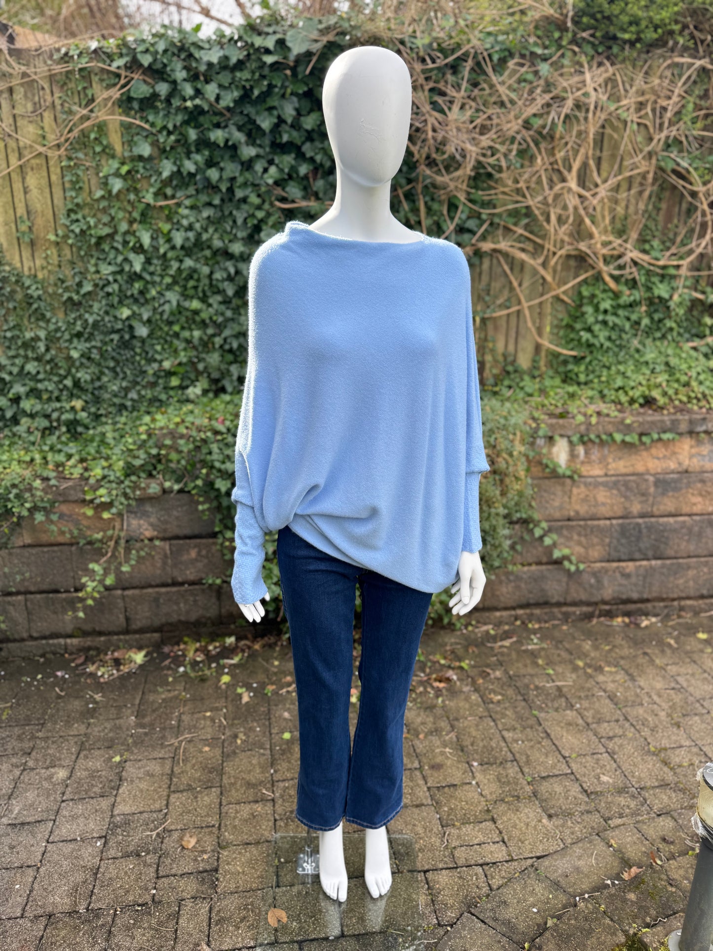 Asymmetrical Jumper with Waffle Sleeve
