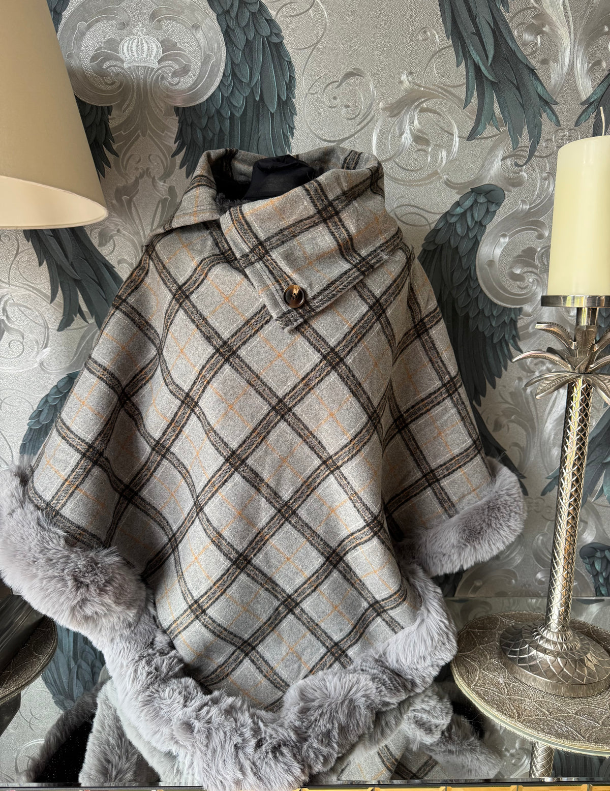 Fleece Lined Tartan Poncho