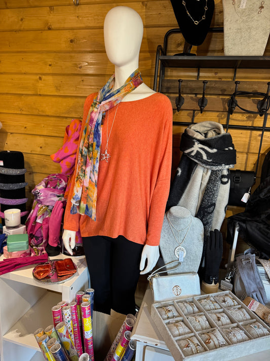 Orange and Blue Thin Scarf