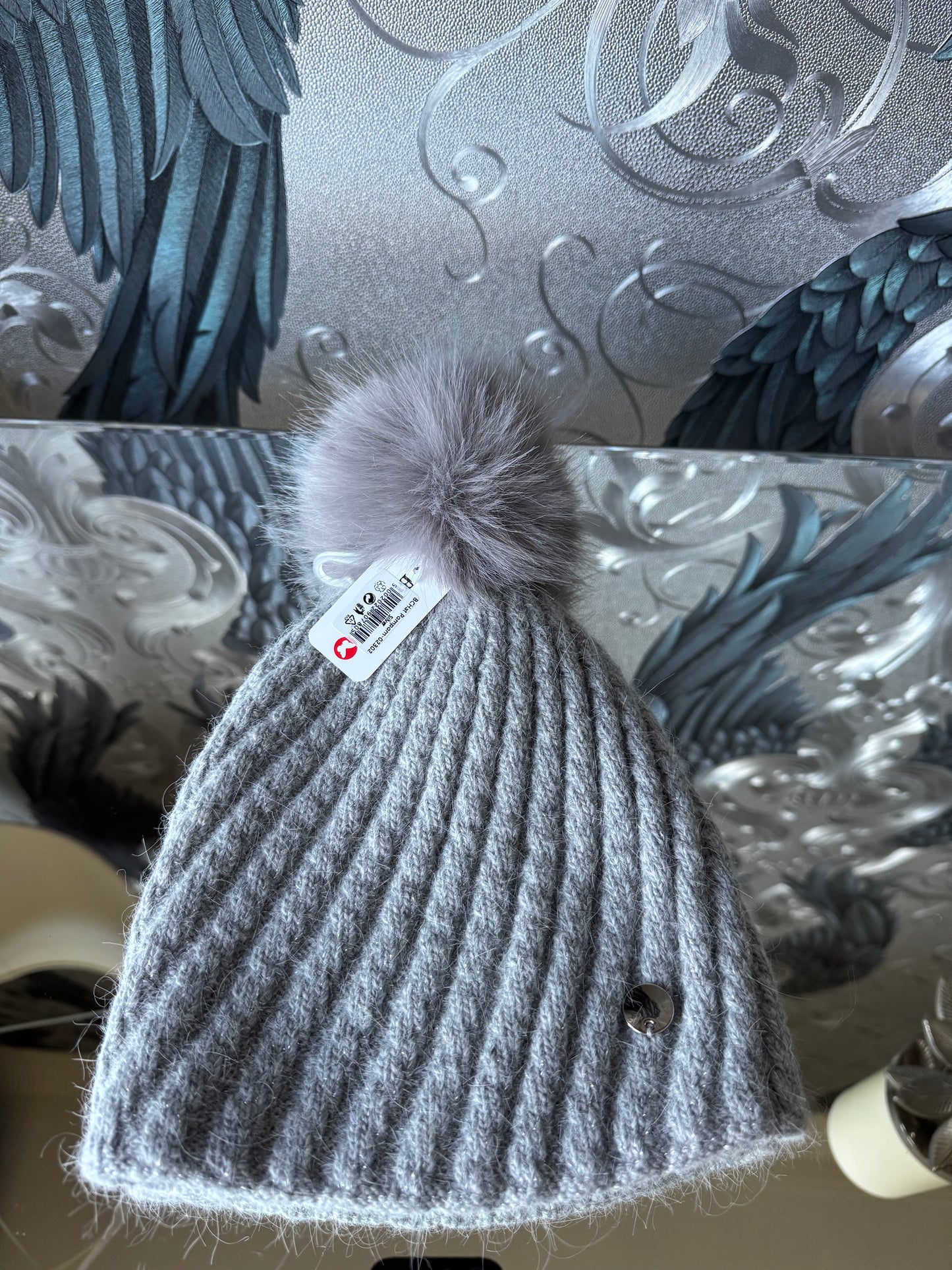 Lurex Wool Mix Sparkle Pom Hat