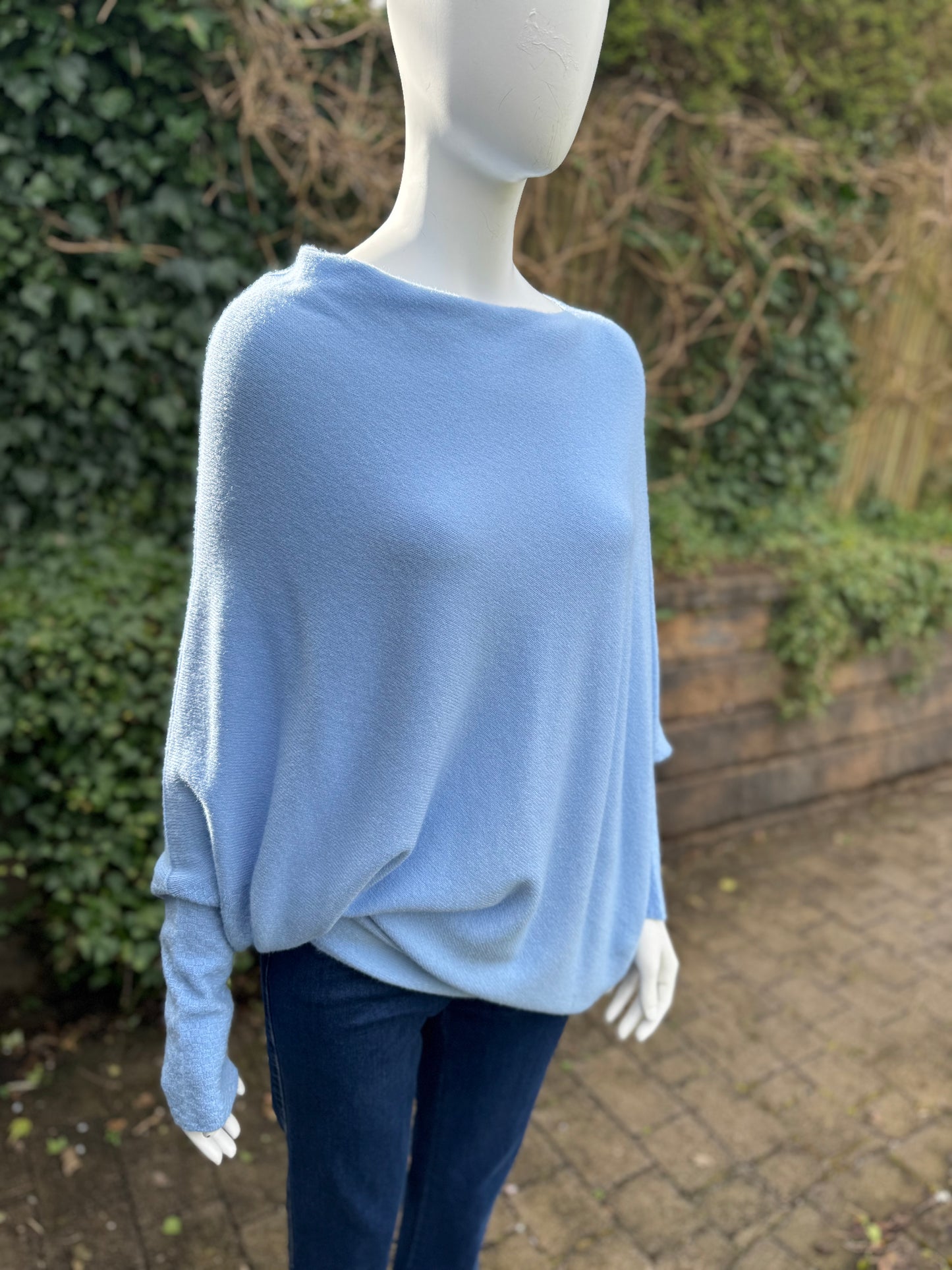 Asymmetrical Jumper with Waffle Sleeve