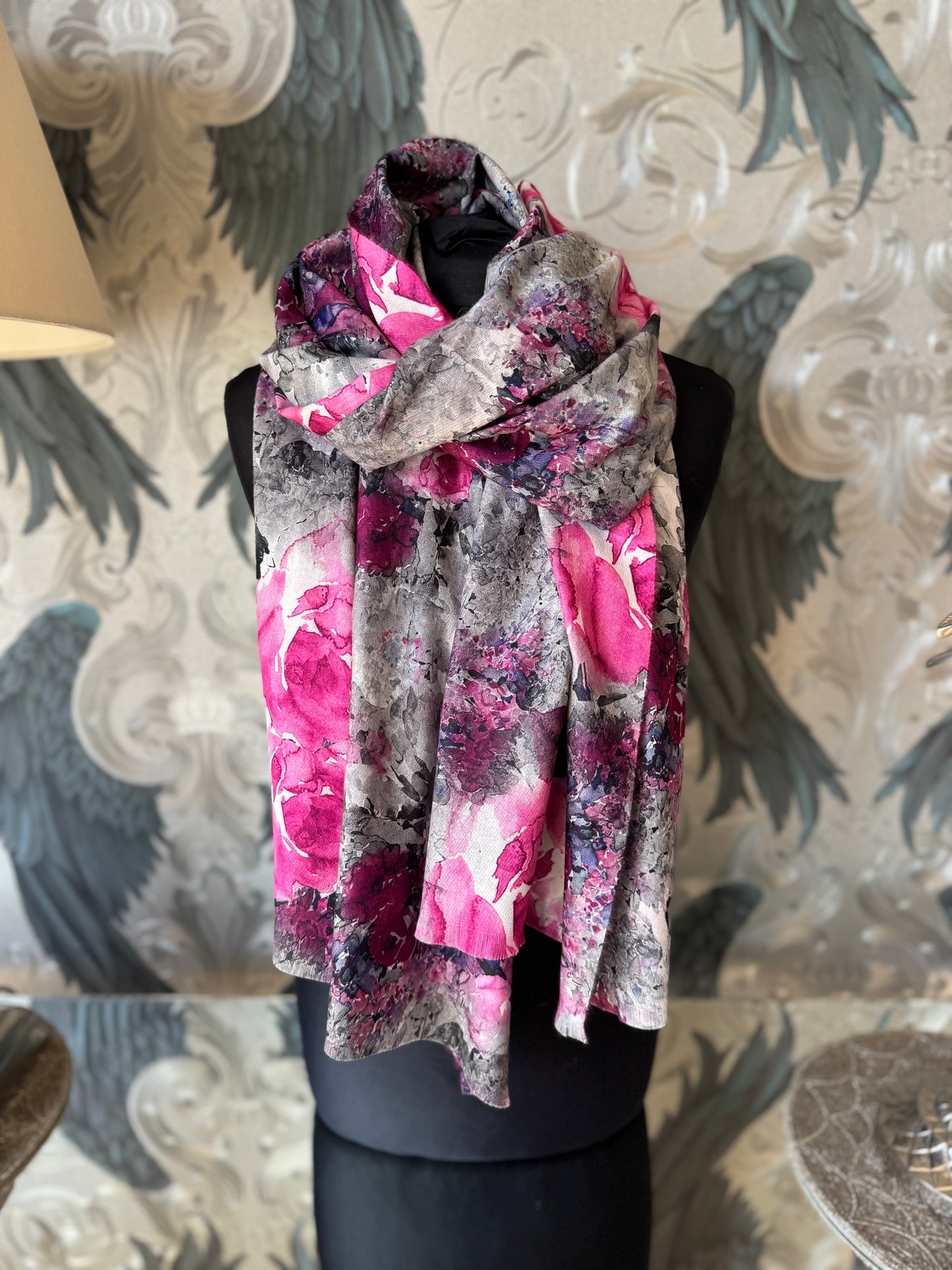 Watercolour Rose Print Scarf