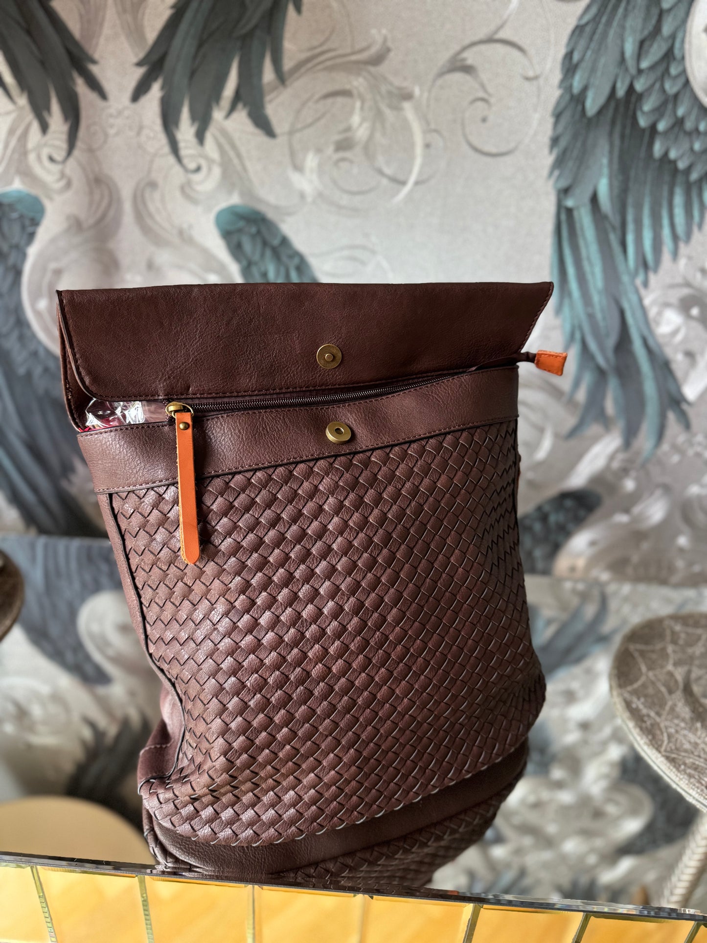Woven Textured Backpack