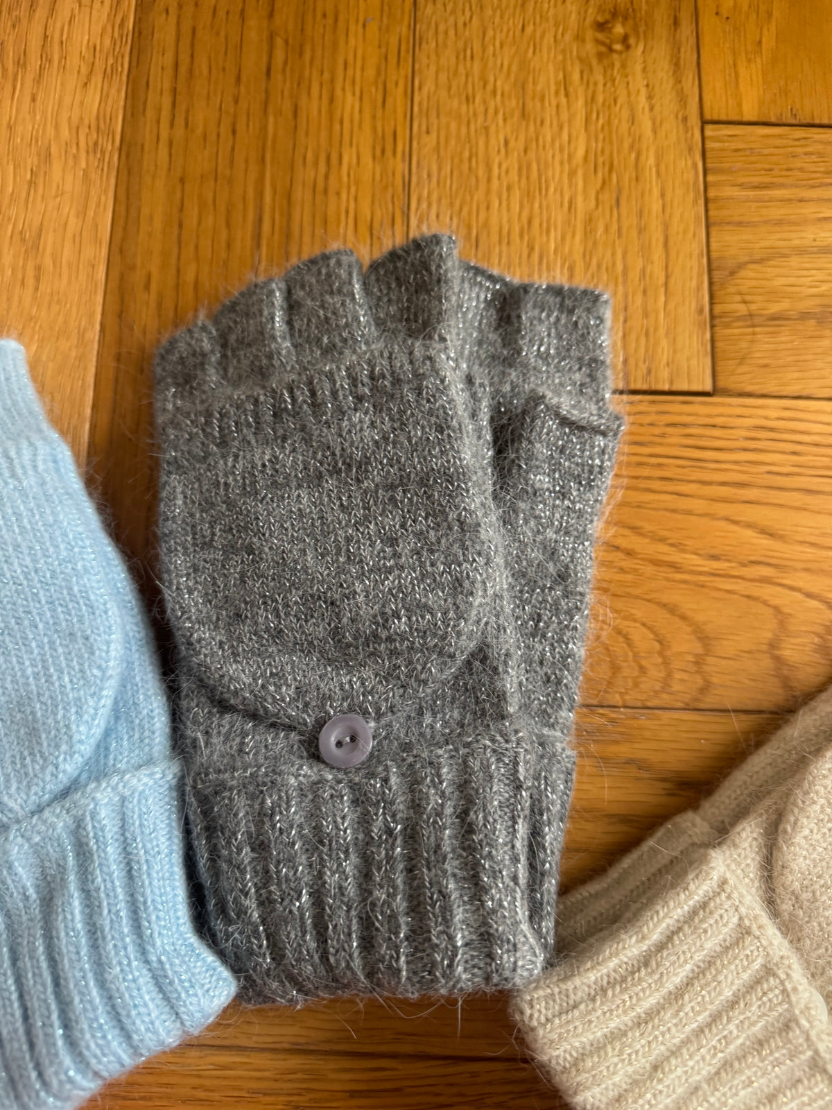 Fingerless Gloves with Flip Cover - subtle sparkle
