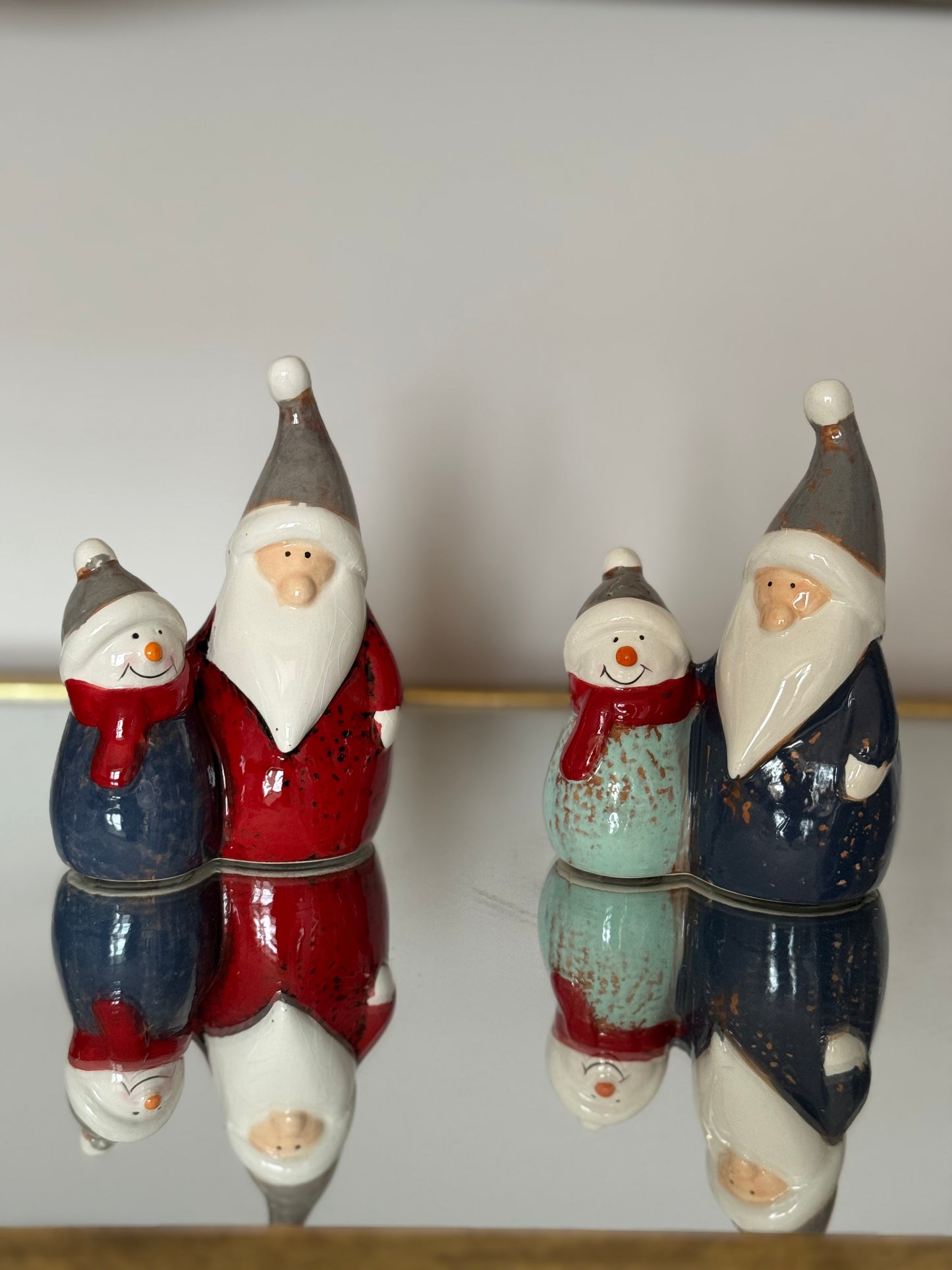 Ceramic Santa and Snowman