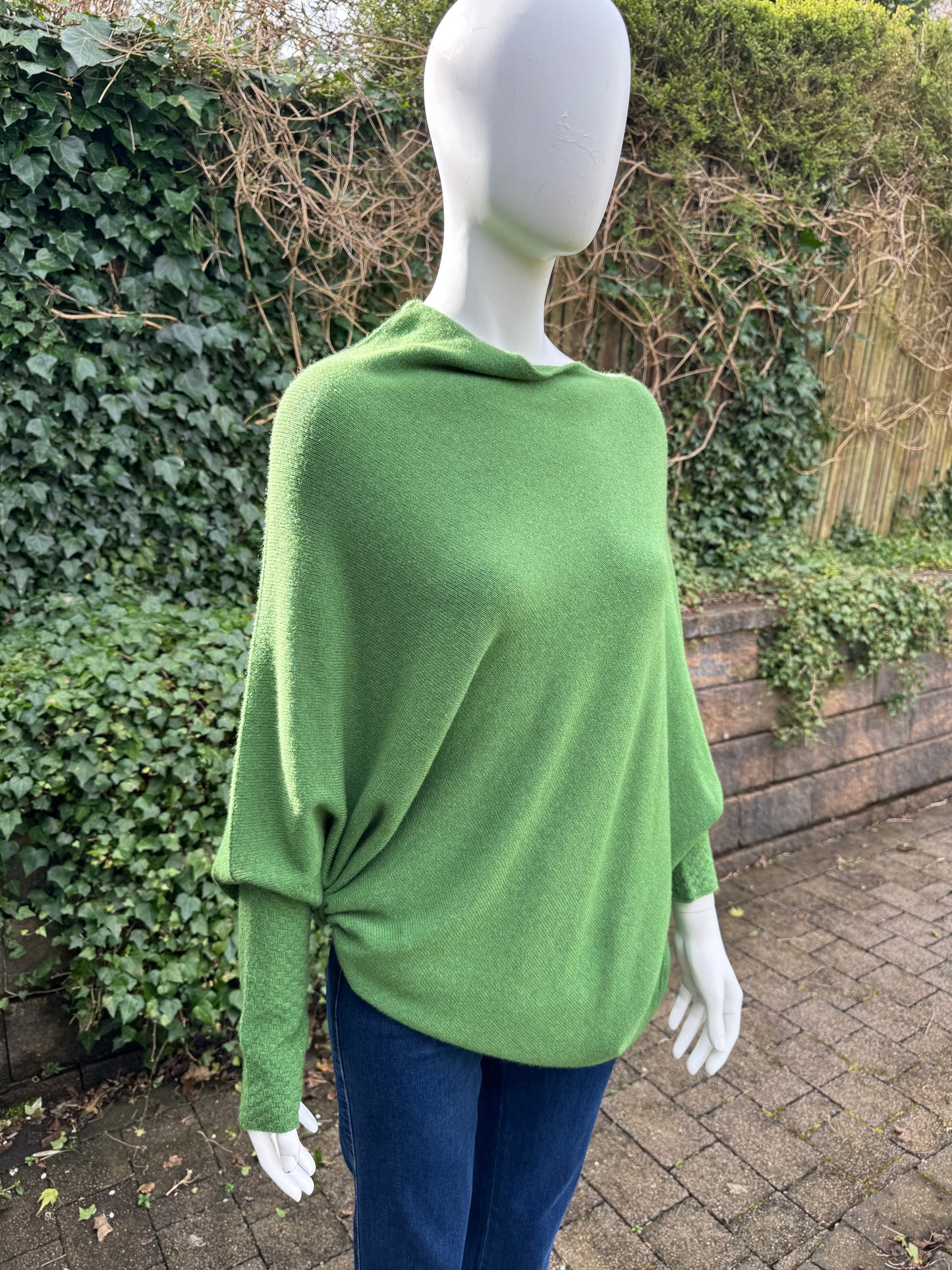 Asymmetrical Jumper with Waffle Sleeve