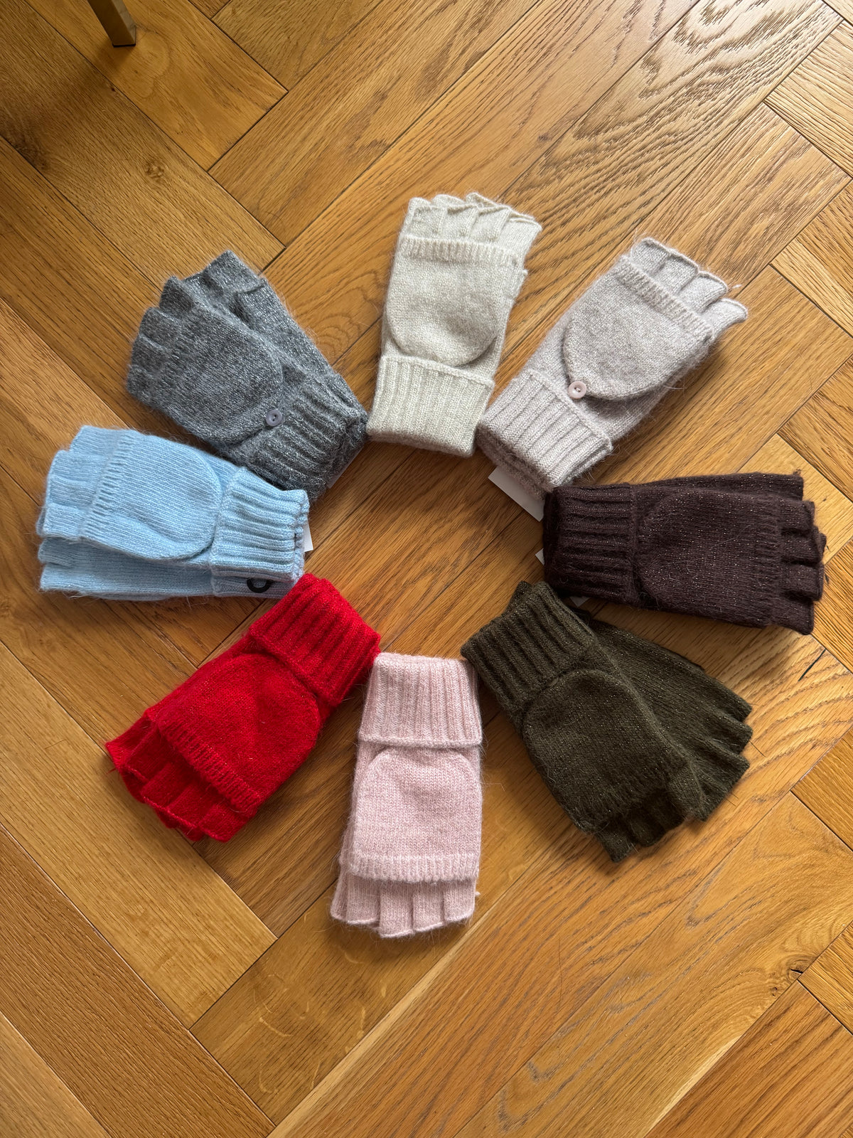 Fingerless Gloves with Flip Cover - subtle sparkle