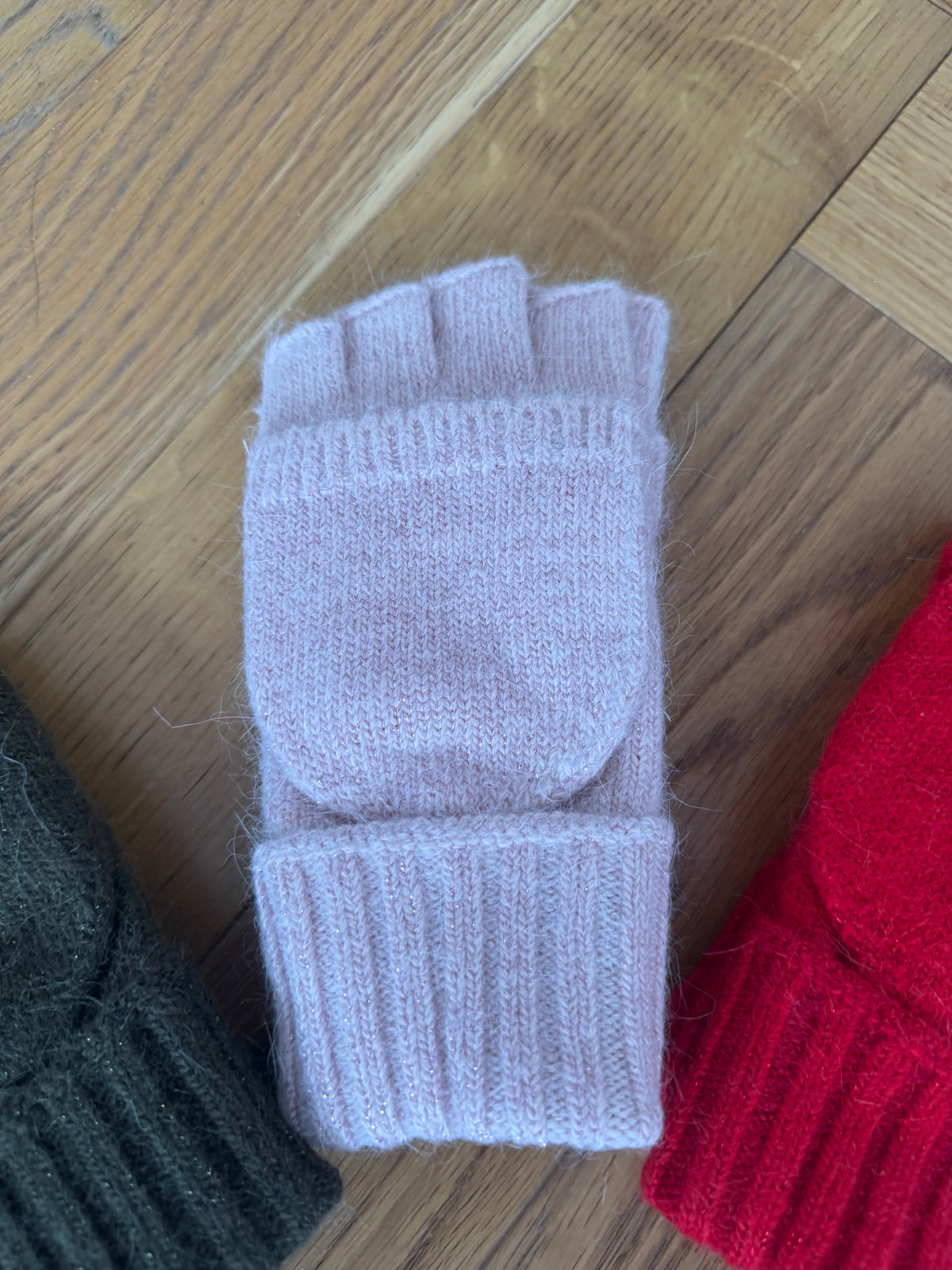 Fingerless Gloves with Flip Cover - subtle sparkle