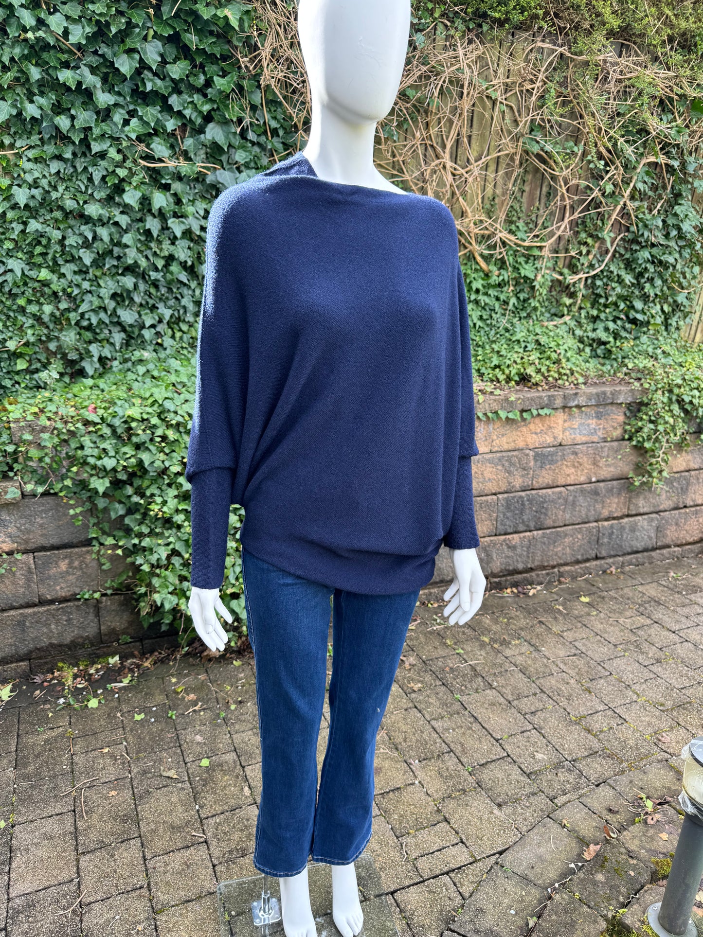 Asymmetrical Jumper with Waffle Sleeve