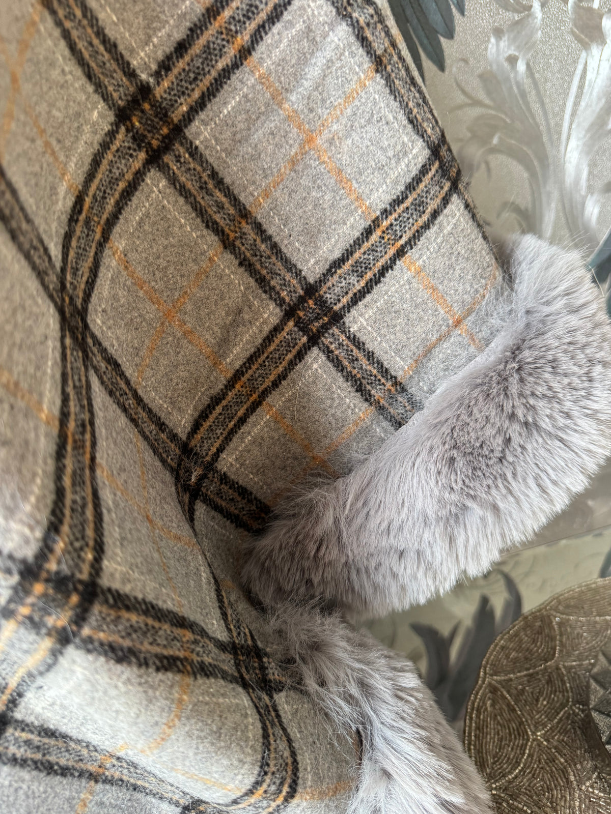 Fleece Lined Tartan Poncho
